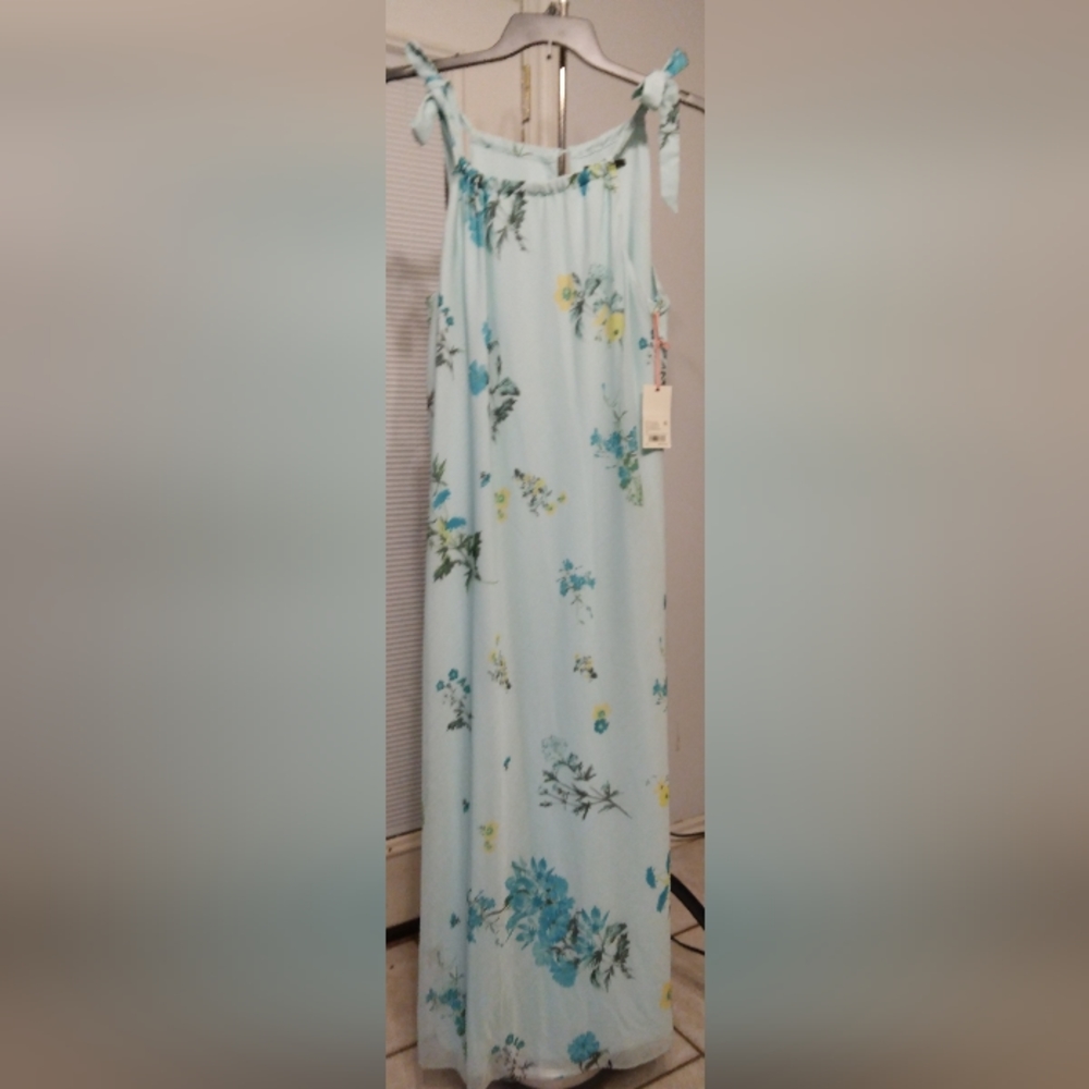 Alex Marie long dressline maternity dress in jade/teal/yellow size L NWT
